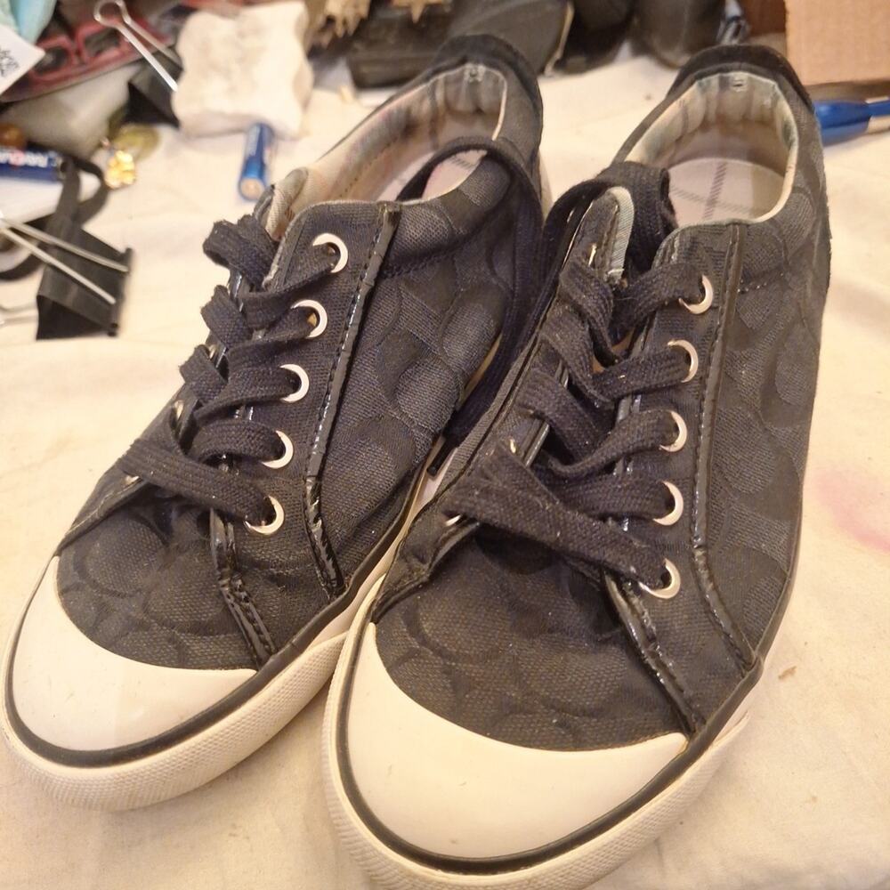 Coach Barrett Signature Logo Canvas Tennis CASUAL Black Size 6M